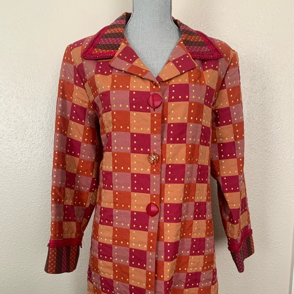 Taylor G Long Coat Jacket Orange Brown Pink Yellow - Picture 14 of 14